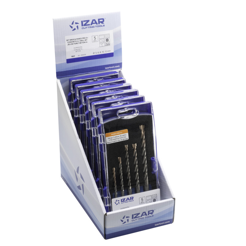 Izar DRILL BIT CONCRETE 4Z+ 3-FLAT SHANK - 1821 - EXPO 6 SETS 05-06-08-10-12 mm
