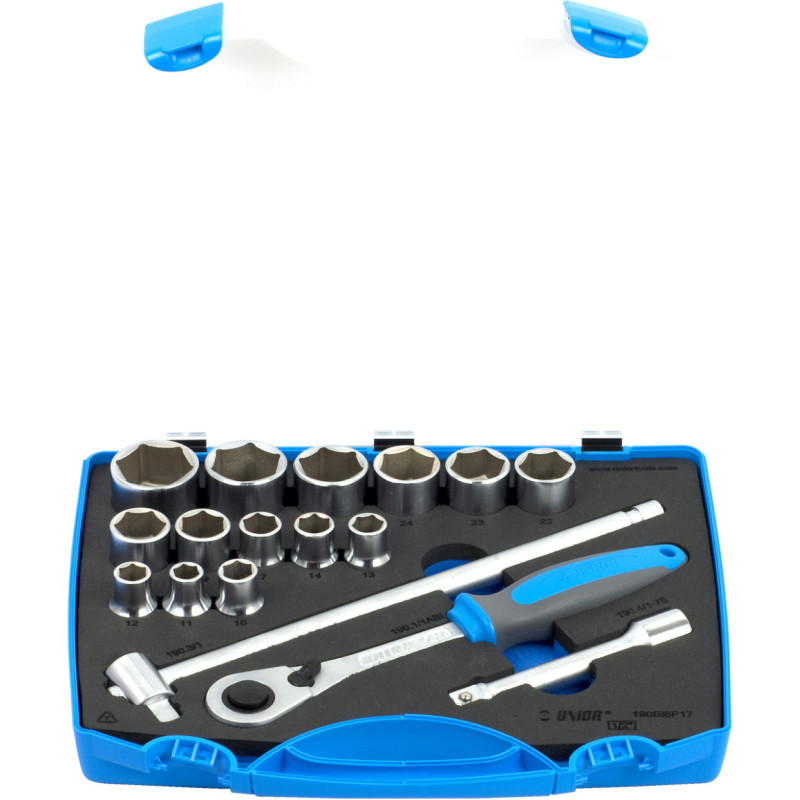Unior 190BI6P17 Muciņu komplekts 1/2 plastmasas kastē 10 - 32/17