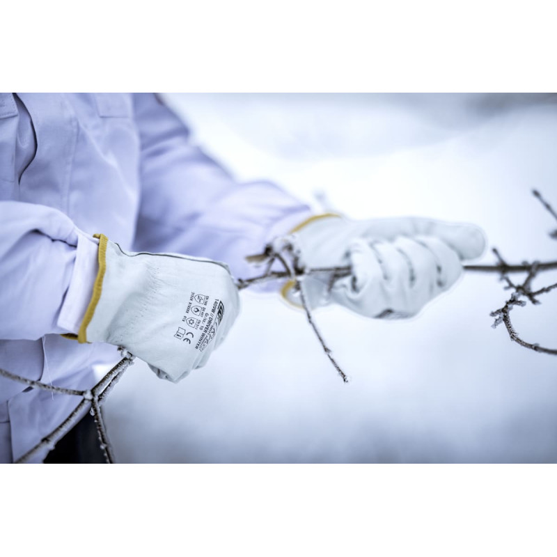 Nitras DRIVER WINTER, govs graudu ādas cimdi, pelēki, EN 388, EN 407, EN 515