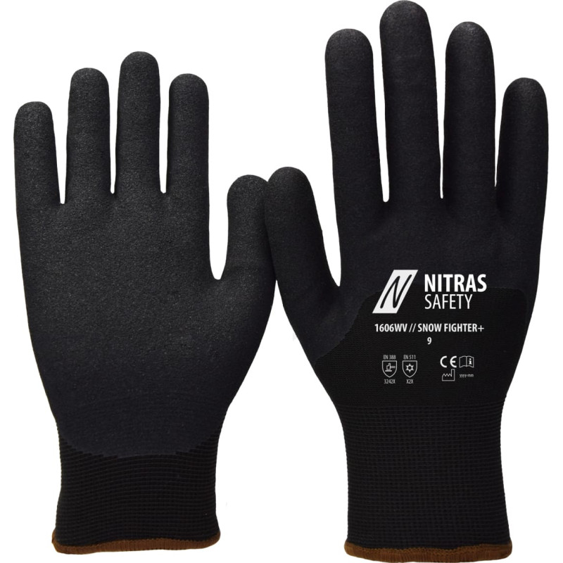 Nitras SNIEGA CĪNĪTĀJS+, ziemas cimdi, melni, EN 388, EN 516