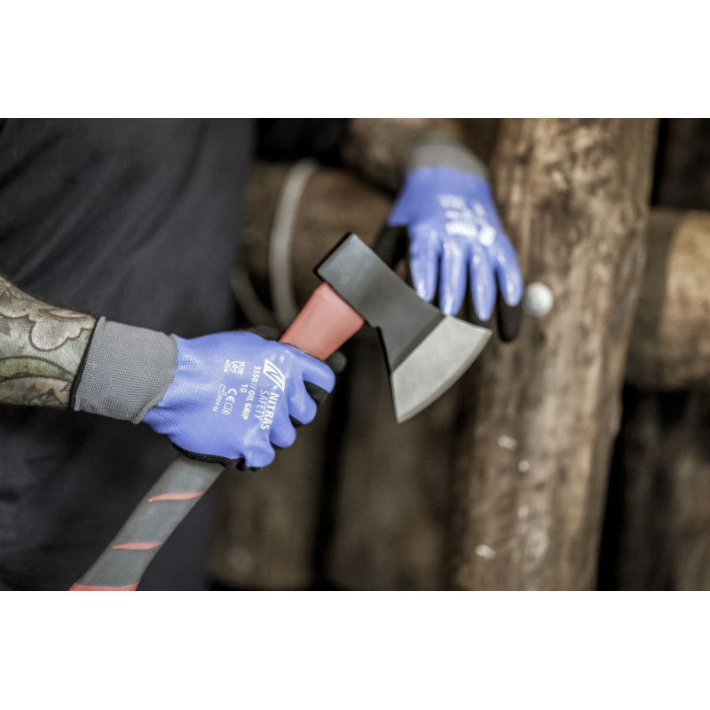 Nitras OIL GRIP, montāžas cimdi, zils/melns, EN 388