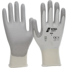 Nitras griezuma aizsargcimdi, balti/pelēki, EN 388