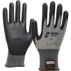 Nitras TAEKI griezuma aizsargcimdi, pelēki/melni, EN 388, EN 407