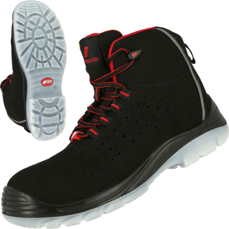 Nitras MICRO STEP MID, S1 P drošības zābaki, pusaugsti, melni, EN ISO 20345, EN 61340-4-3, DGUV noteikums 112-191