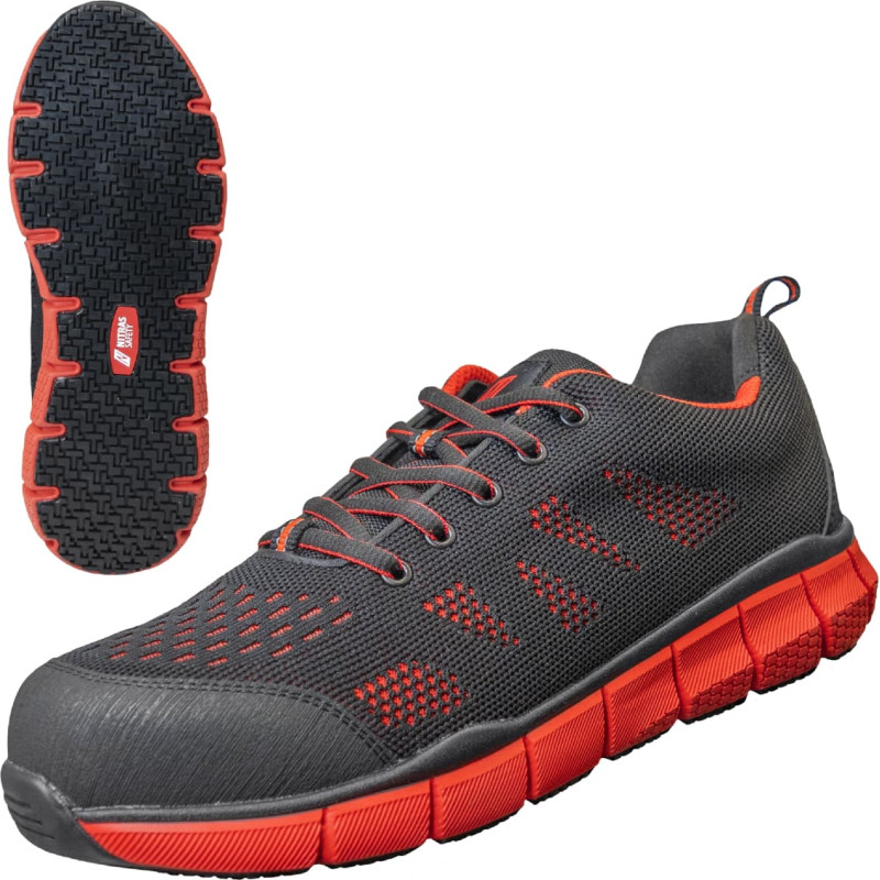 Nitras SONIC STEP, drošības apavi, S1P, izturīgs tekstils, melns/sarkans, izturīga EVA/nitrila zole, melna/sarkana (krāsas kods: 1060), EN ISO 20345, EN 61340-4-3, DGUV noteikums 112-191