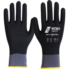 Nitras SKIN FLEX 3D, montāžas cimdi, pelēks/melns, EN 388, EN 407, OEKO-TEX