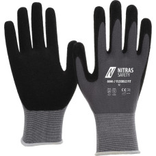 Nitras FLEXIBLE FIT, montāžas cimdi, pelēks/melns, EN 388, EN 407, OEKO-TEX