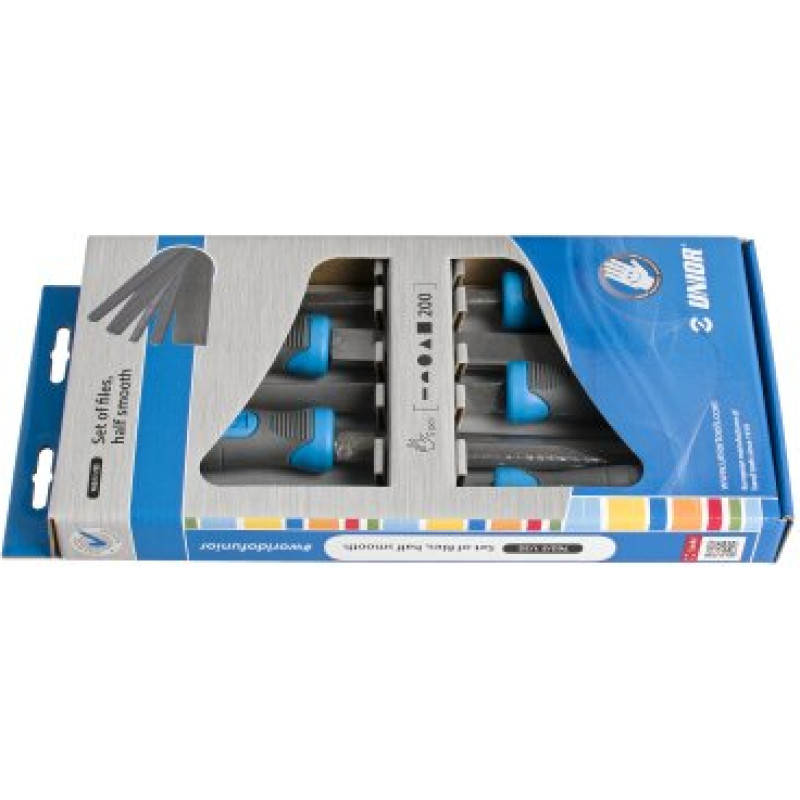 Unior 762/5 1/2S Komplekts Vīles, half smooth kartona kastē 200 /5