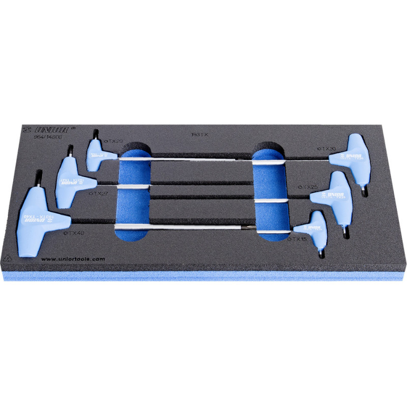 Unior 964/14SOS Komplekts Skrūvgrieži ar TX profilu and T handle in SOS tool tray 15 - 40/6