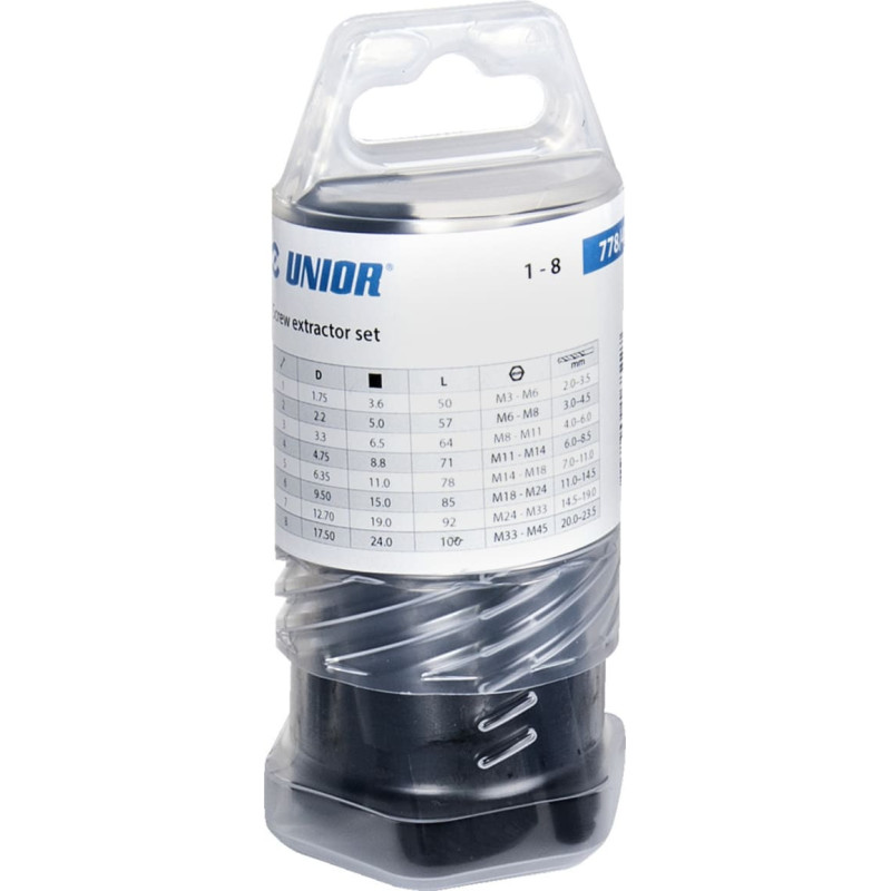 Unior 778/4PB Screw extractors set 1-8