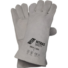 Nitras SAFE, piecu pirkstu metināšanas cimdi, pelēki, EN 388, EN 12478