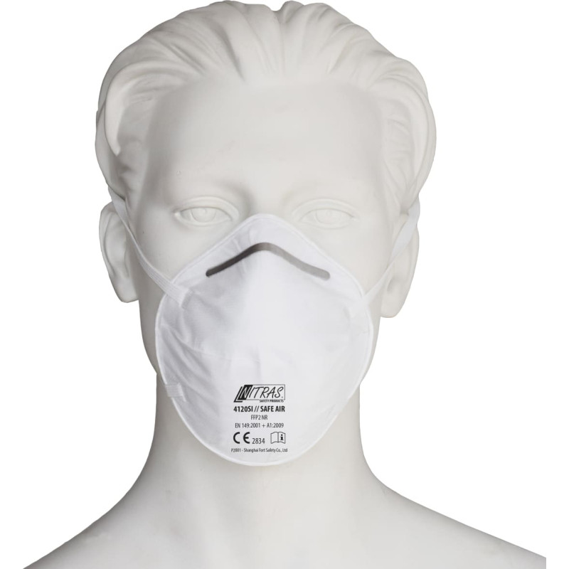 Nitras SAFE AIR, respiratora maska, klase FFP2 NR, bez vārsta, balta, EN 149, 20 gab.