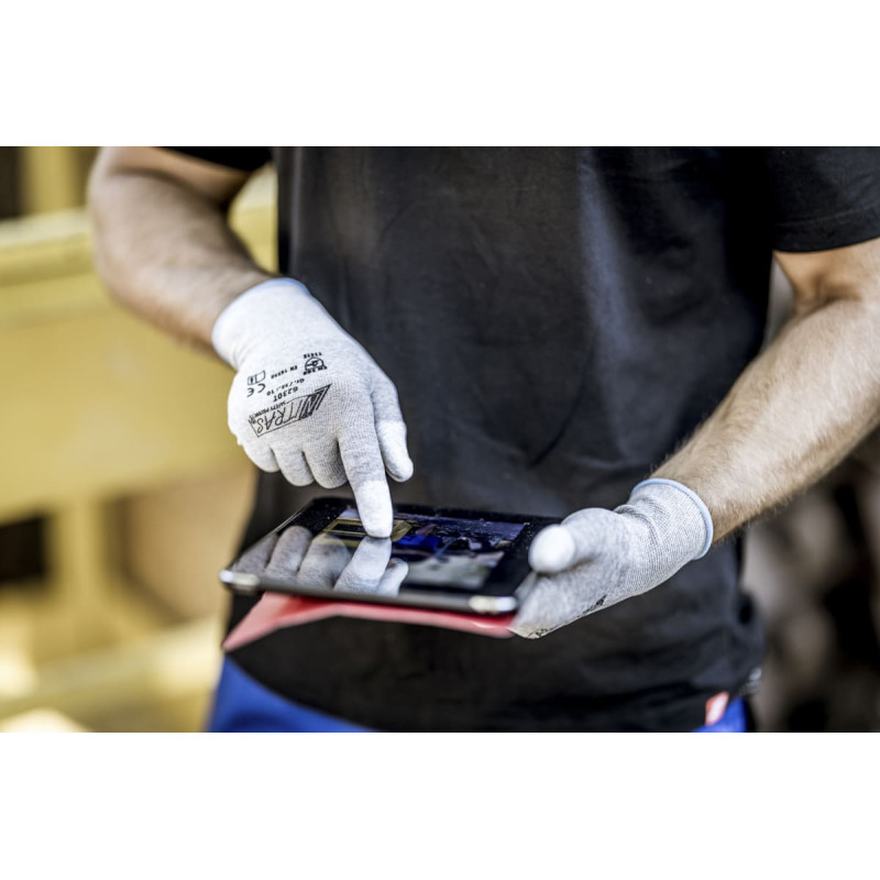 Nitras antistatiski cimdi, pelēki/balti, EN 388