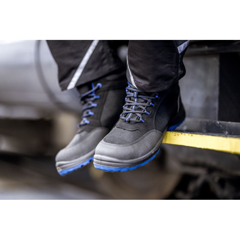 Nitras SOLID STEP MID, drošības zābaki, S3S CI FO, izturīga tekstila, melna, izturīga PU/PU zole, melna/pelēka (krāsas kods: 1012), EN ISO 20345, EN IEC 61340-4-3, DGUV noteikums 112-191