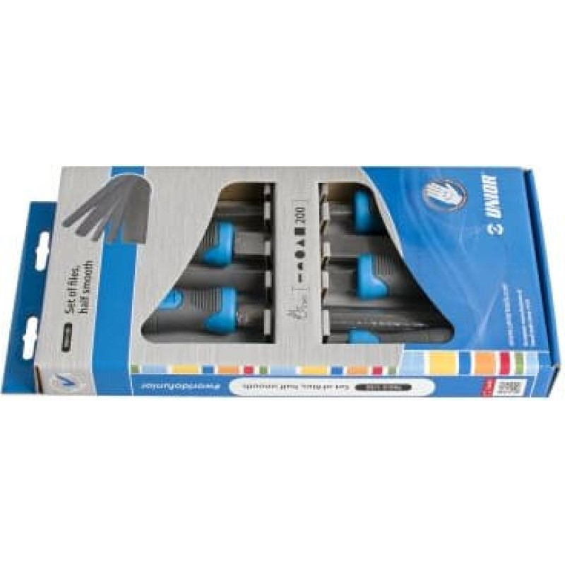 Unior 762/5 1/2S Komplekts Vīles, half smooth kartona kastē 200 /5