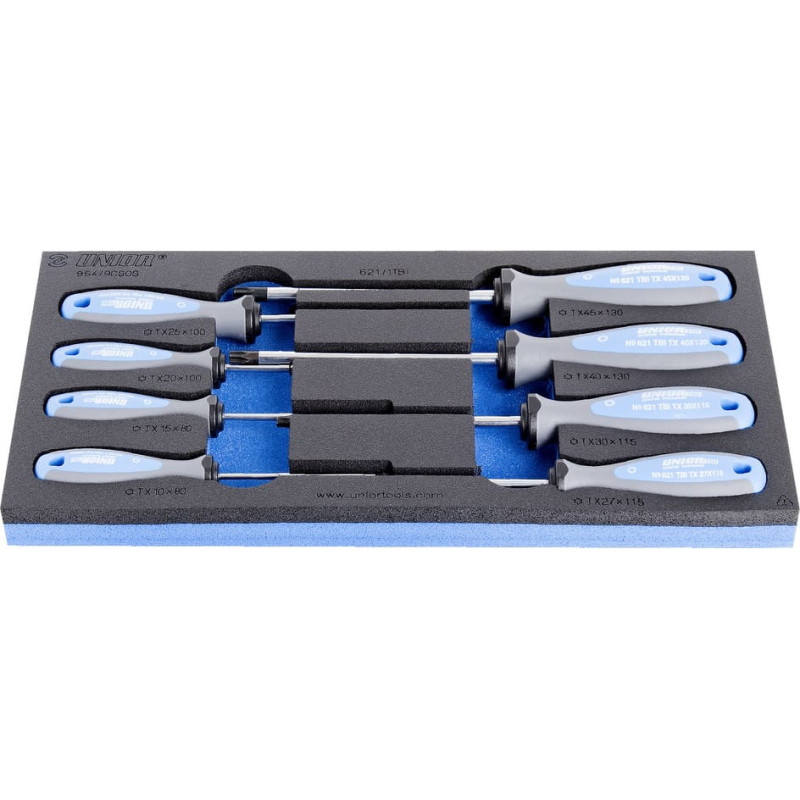 Unior 964/9CSOS Komplekts skrūvgriezis TBI with TX profile in SOS tool tray 0