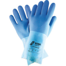 Nitras BLUE POWER GRIP, ķīmiskie aizsargcimdi, dabīgā krāsa / zils, EN 388, EN ISO 378