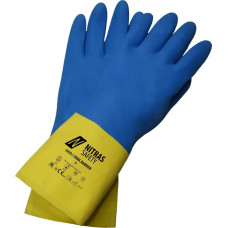 Nitras DUAL BARRIER, ķīmiskie aizsargcimdi, dzeltens/zils, EN 388, EN ISO 374