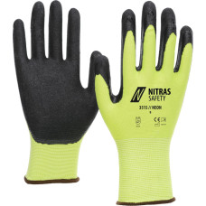 Nitras NEON, poliestera cimdi, neona dzeltens/melns, EN 388