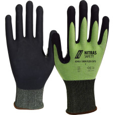 Nitras SKIN FLEX CUT3, griešanas aizsargcimdi, zaļi/melni, EN 388