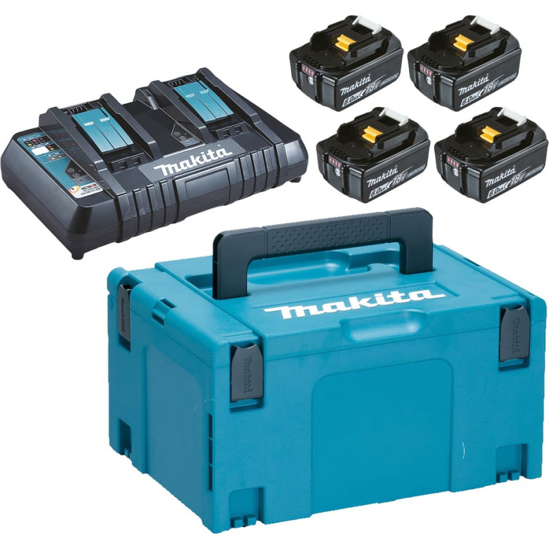 Makita LXT® Lādēšanas komplekts - 18V • BL1860B x4 • DC18RD • LXT® 198091-4