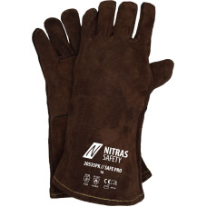 Nitras SAFE PRO, piecu pirkstu metināšanas cimdi brūni, EN 388, EN 12477