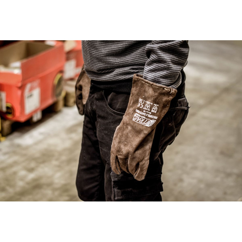 Nitras SAFE PRO, piecu pirkstu metināšanas cimdi brūni, EN 388, EN 12477