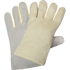 Nitras nappa ādas un kokvilnas interlock cimdi, dabīgā krāsā/pelēks