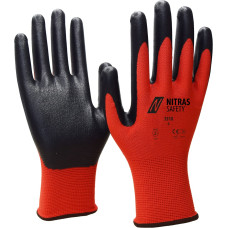 Nitras nylon gloves, red / black, EN 388