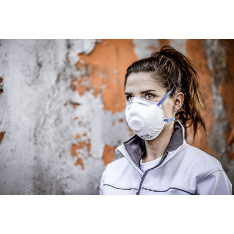 Nitras SAFE AIR, respiratora maska, FFP2 NR, ar vārstu, balts, EN 149, kaste pa 15 gab.