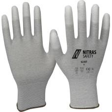 Nitras antistatiski cimdi, pelēki/balti, EN 388