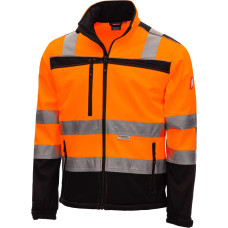 Nitras MOTION TEX VIZ, labi redzama softshell jaka, neona oranža/melna, EN ISO 13688, EN ISO 20471