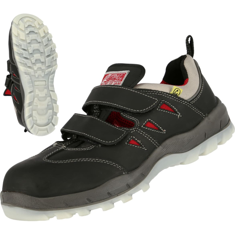Nitras SPORT STEP SA, S1P drošības sandales, melnas, EN ISO 20345, EN 61340-4-3, DGUV noteikums 112-191