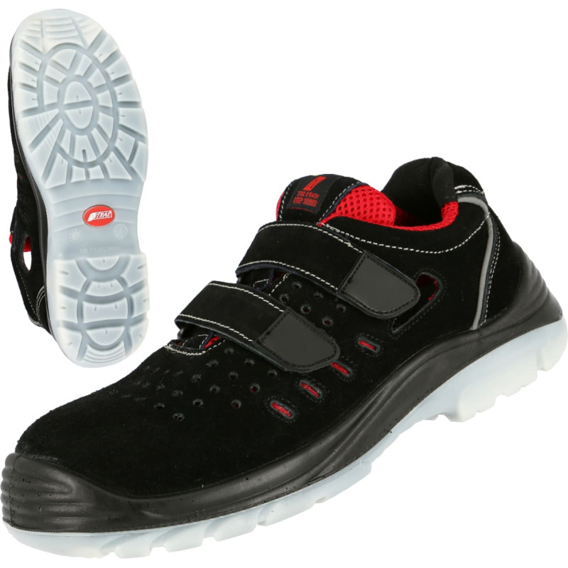 Nitras EASY STEP SA, S1P drošības sandales, melnas, EN ISO 20345, EN 61340-4-3, DGUV Regel 112-191