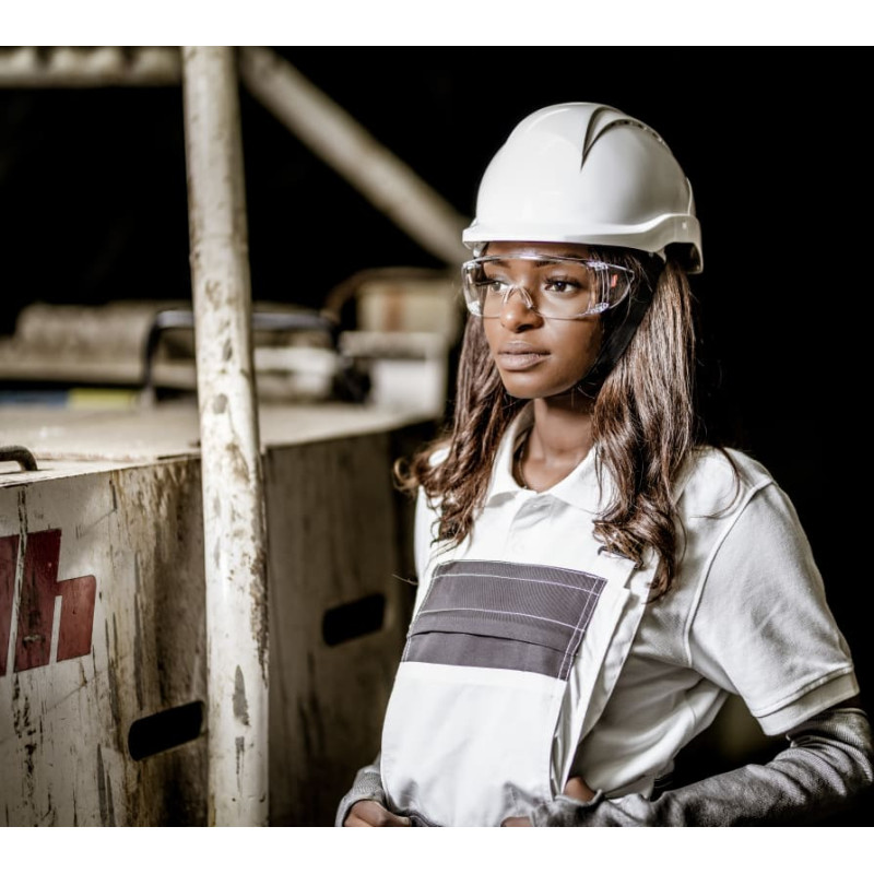 Nitras HEAD PROTECT, rūpnieciskā aizsargķivere, apvalks no HDPE, balts, iekšpuse no LDPE/tekstila, melna/pelēka, EN 397