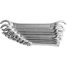 Unior Set of offset open ring wrenches in carton box