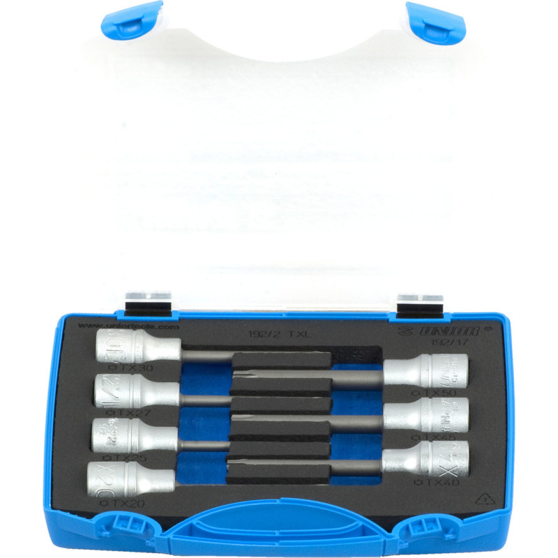 Unior 192/17 Komplekts long Uzgalis Torx muciņā 1/2 plastmasas kastē TX20 - 50 /7