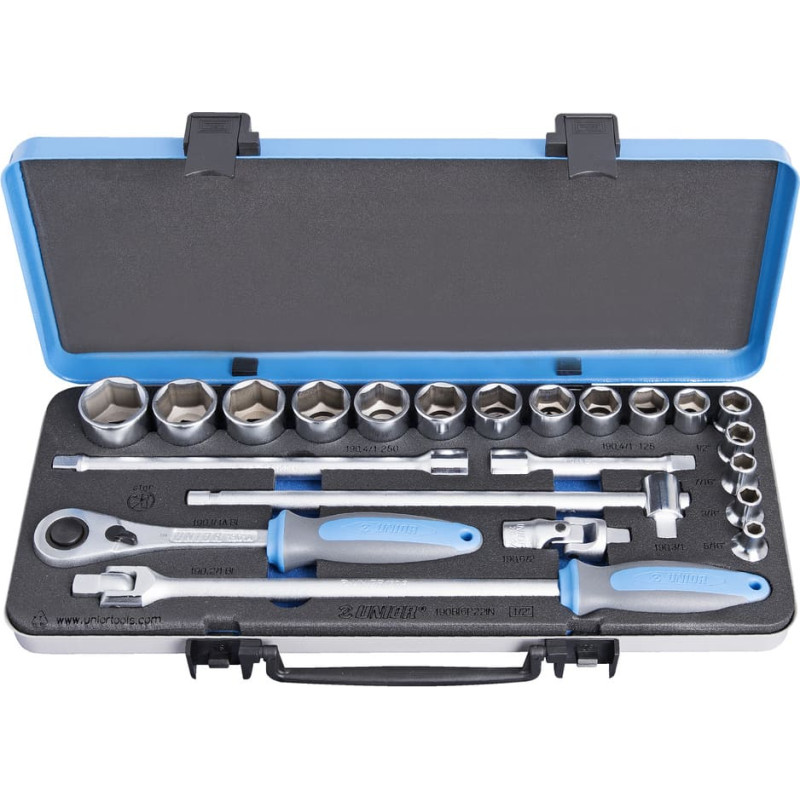 Unior 190BI6P22IN Muciņu komplekts 1/2 metāla kastē /22