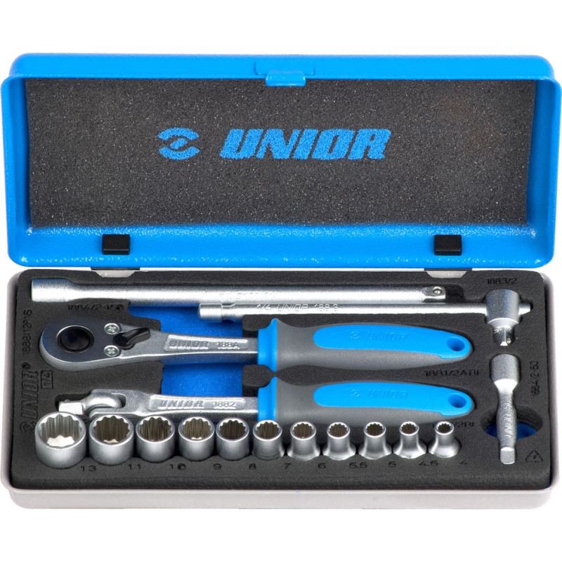 Unior 188BI12P16 Muciņu komplekts 1/4 metāla kastē 4 - 13/16