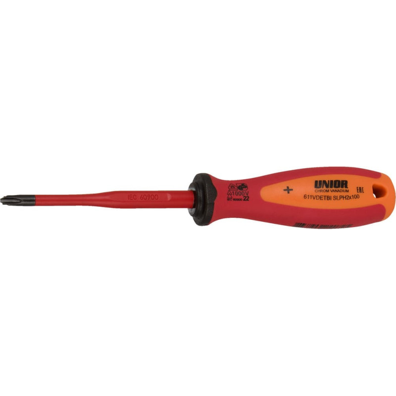 Unior 611VDETBI Krustiņveida (SL/PH) SLIM skrūvgriezis ar izolāciju VDE TBI SLPH2