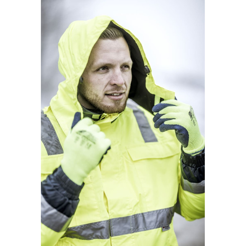 Nitras WINTER BLOCKER, bezšuvju adīts frotē audums, neona dzeltens/zils, EN 388, EN 514