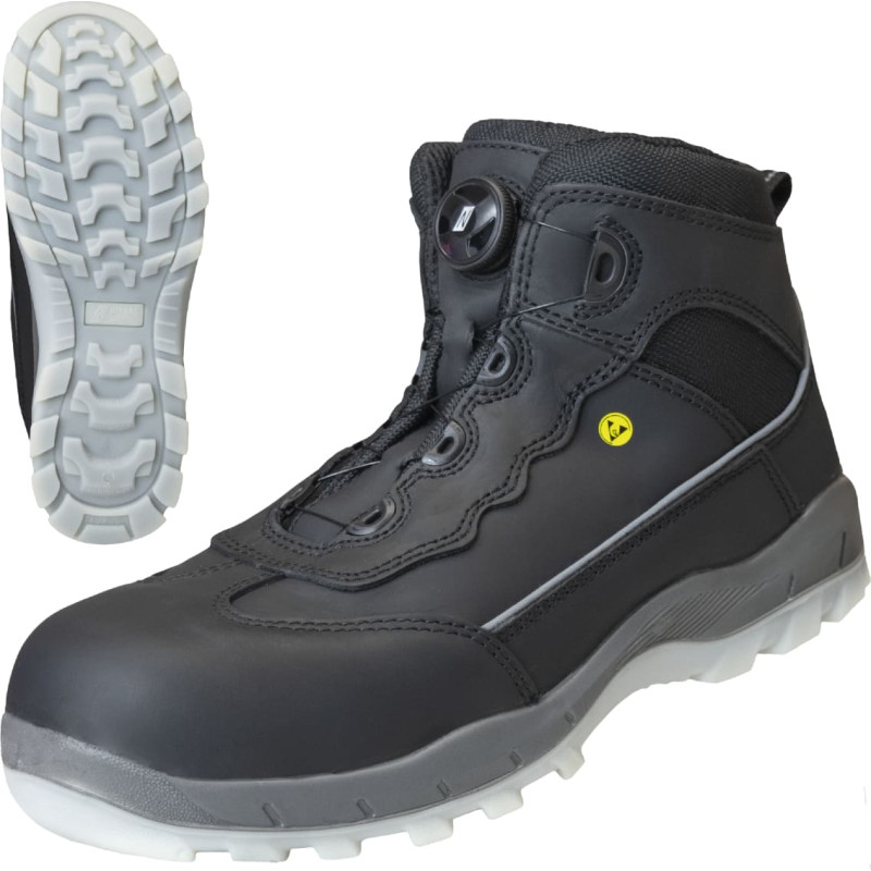 Nitras SPORT STEP MID FIT, drošības zābaki, pusaugsti, melni, EN ISO 20345, EN IEC 61340-4-3, DGUV noteikums 112-191
