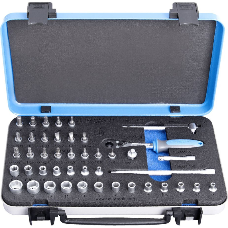 Unior 188B Muciņu komplekts 1/4 metāla kastē 44gab