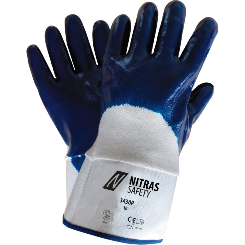 Nitras premium klases nitrila cimdi, balti/zili, EN 388