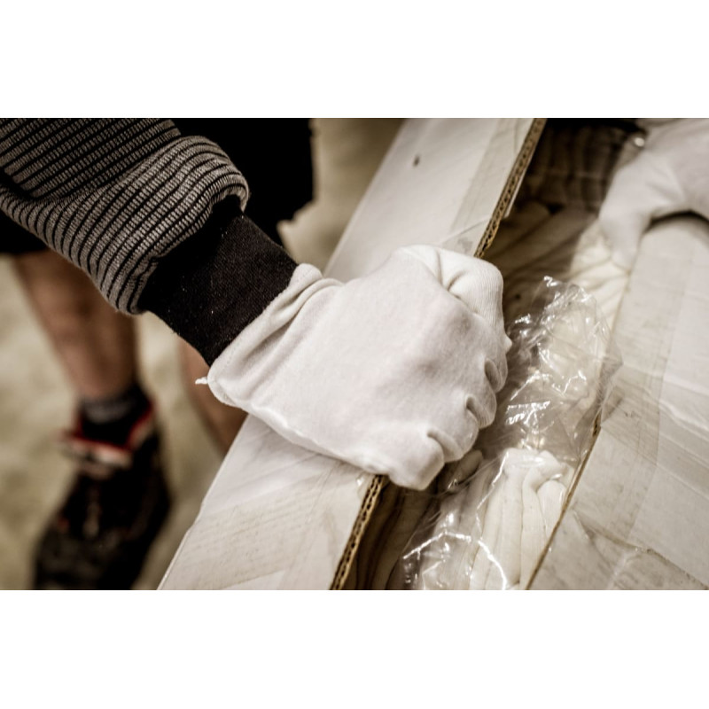 Nitras kokvilnas interlock cimdi, balti