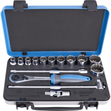 Unior 190BI12P15 Muciņu 12-k komplekts 1/2 metāla kastē 10-32mm (15 gab.)