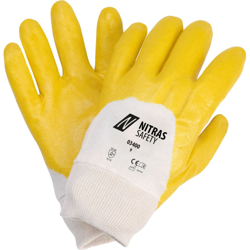 Nitras nitrila cimdi, dabīgā krāsa/dzeltens, EN 391