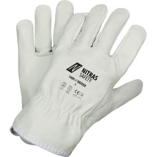 Nitras DRIVER, govs graudu ādas cimdi, pelēki, EN 388, EN 408