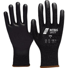 Nitras griešanas aizsargcimdi, melni/melni, EN 388, EN 407