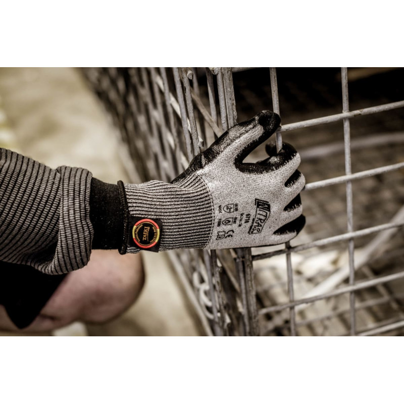 Nitras TAEKI griezuma aizsargcimdi, pelēki/melni, EN 388, EN 407